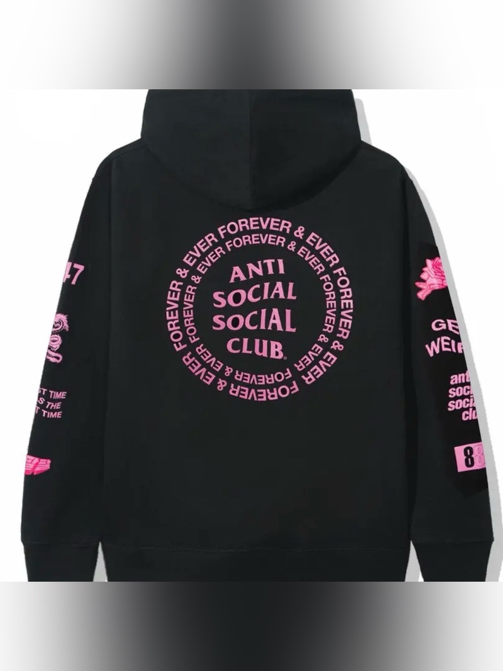 Anti Social Social Club Mantras Black Hoodie with Pink Graphics | Unisex Medium
